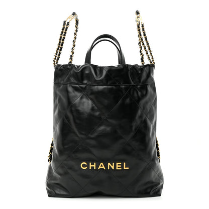 Chanel Shiny Calfskin Quilted Chanel 22 Backpack Black 1 of 10