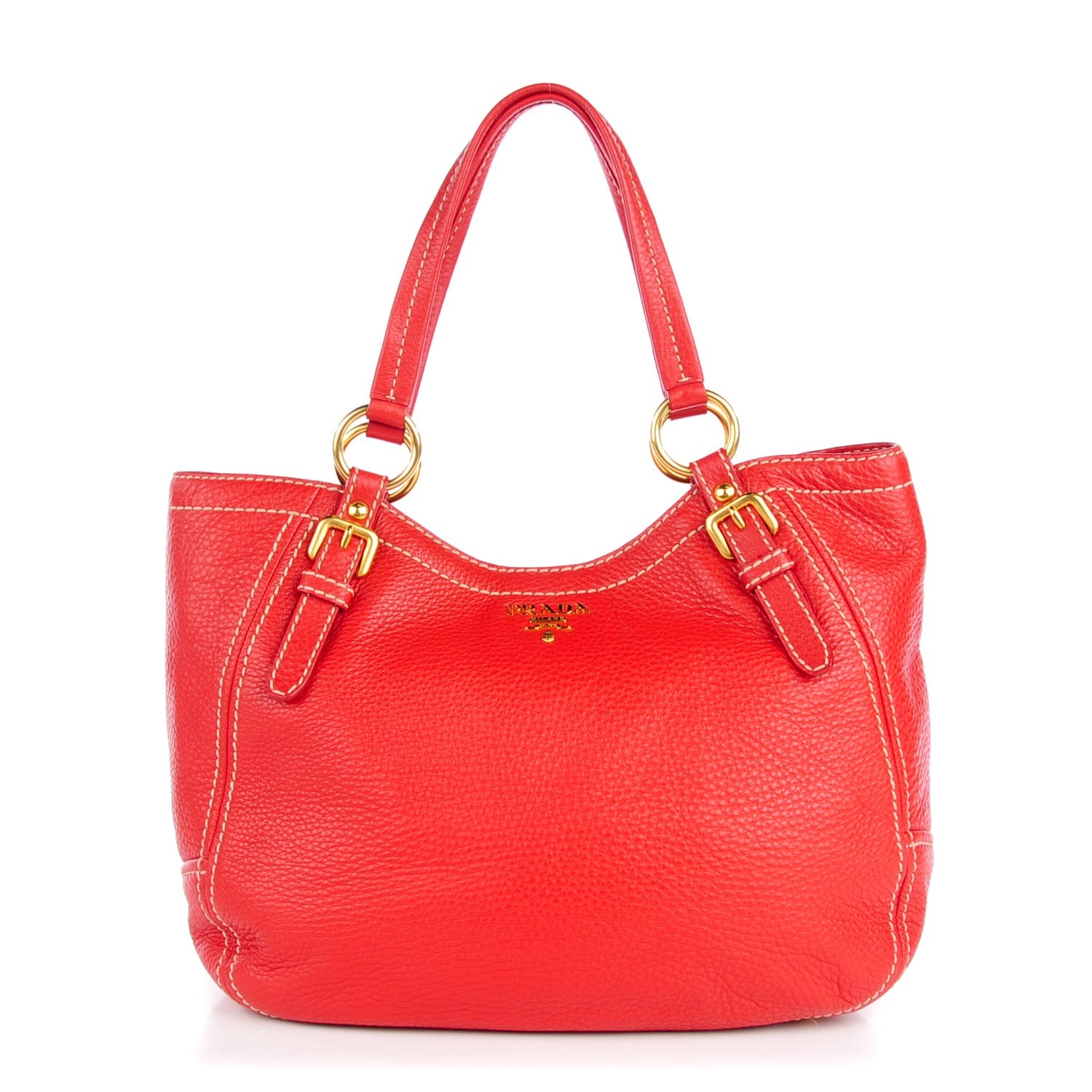 Prada Vitello Daino Hobo Rosso 1 of 9