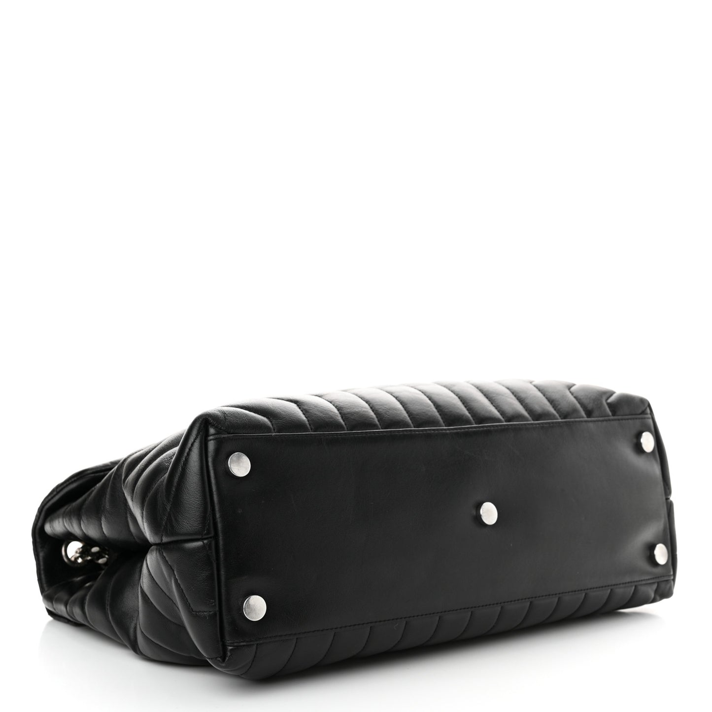 Calfskin Y Quilted Monogram Large Loulou Chain Satchel Black
