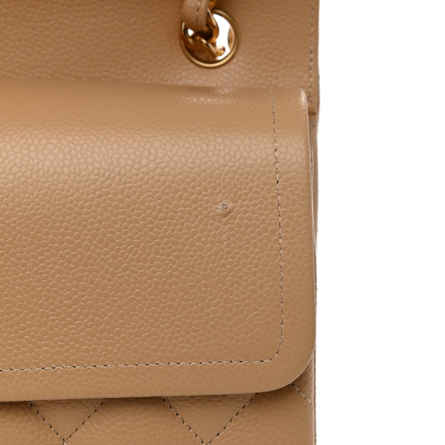 Caviar Quilted Jumbo Double Flap Beige Clair