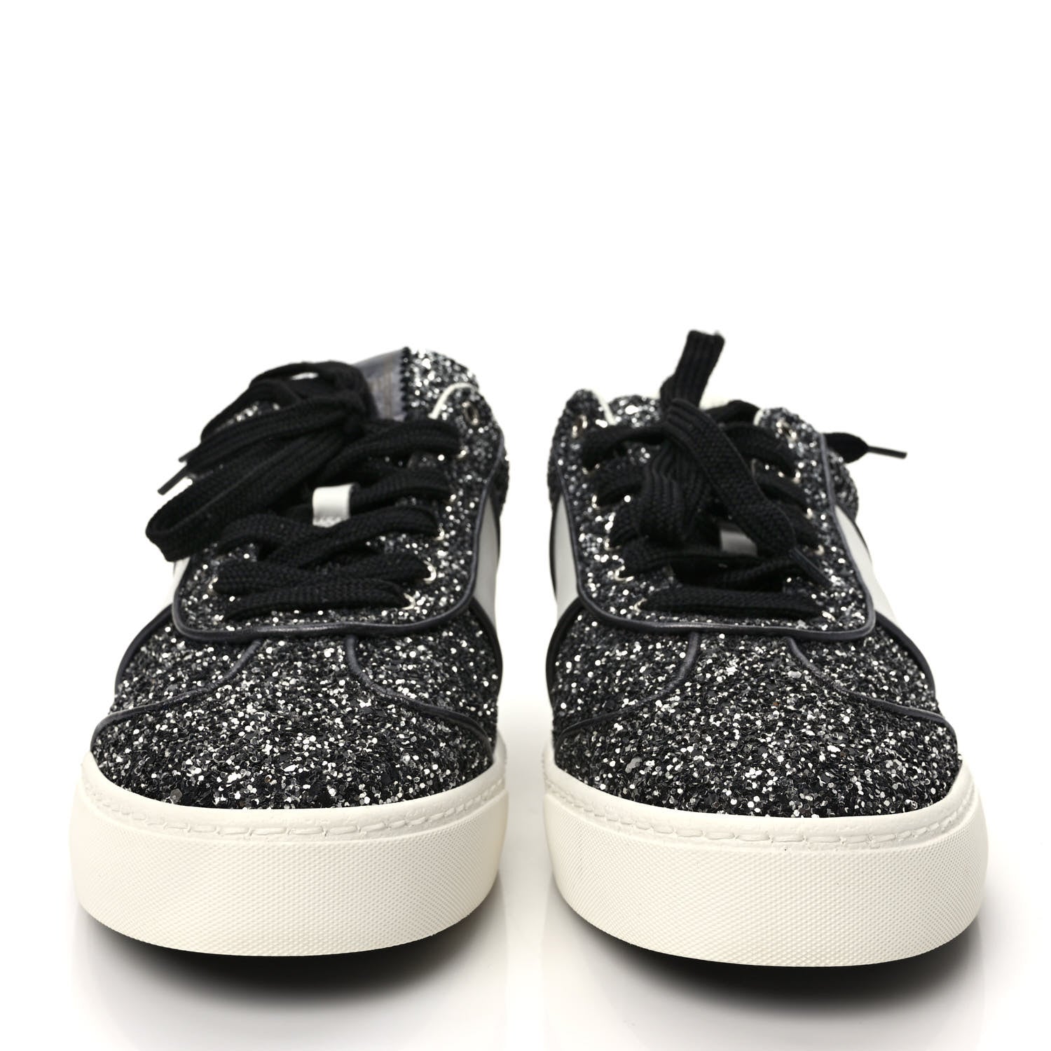 Valentino Garavani Calfskin Glitter Flycrew Sneakers 40 Black 2 of 9