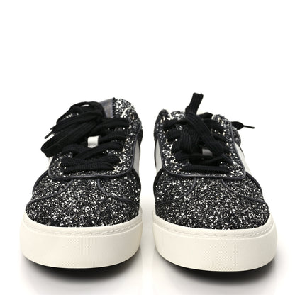 Valentino Garavani Calfskin Glitter Flycrew Sneakers 40 Black 2 of 9