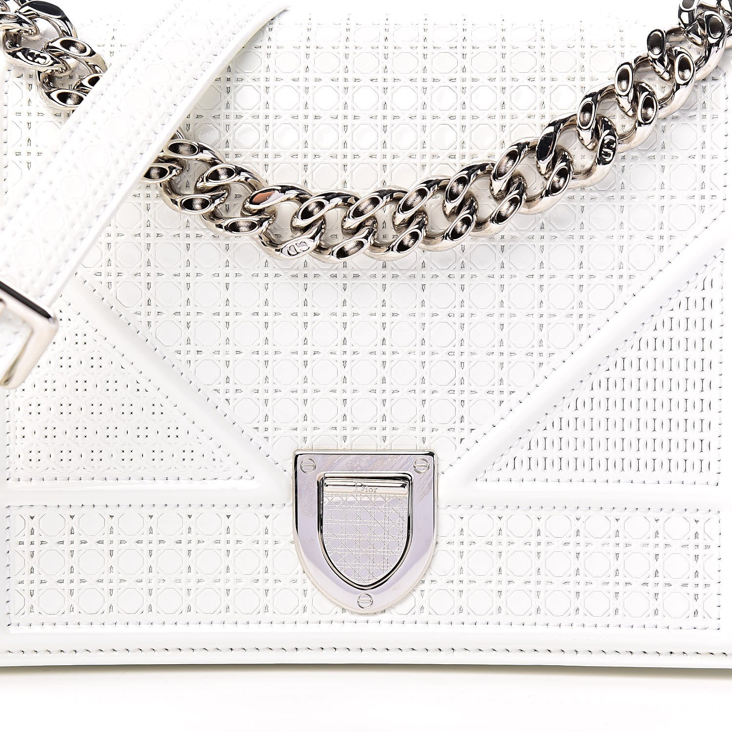 Christian Dior Patent Micro-Cannage Small Diorama Flap Bag White 13 of 13