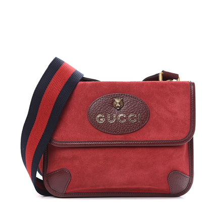 Gucci Suede Web Small Neo Vintage Double Flap Messenger Bag Romantic Cherry Chardonnay 1 of 12