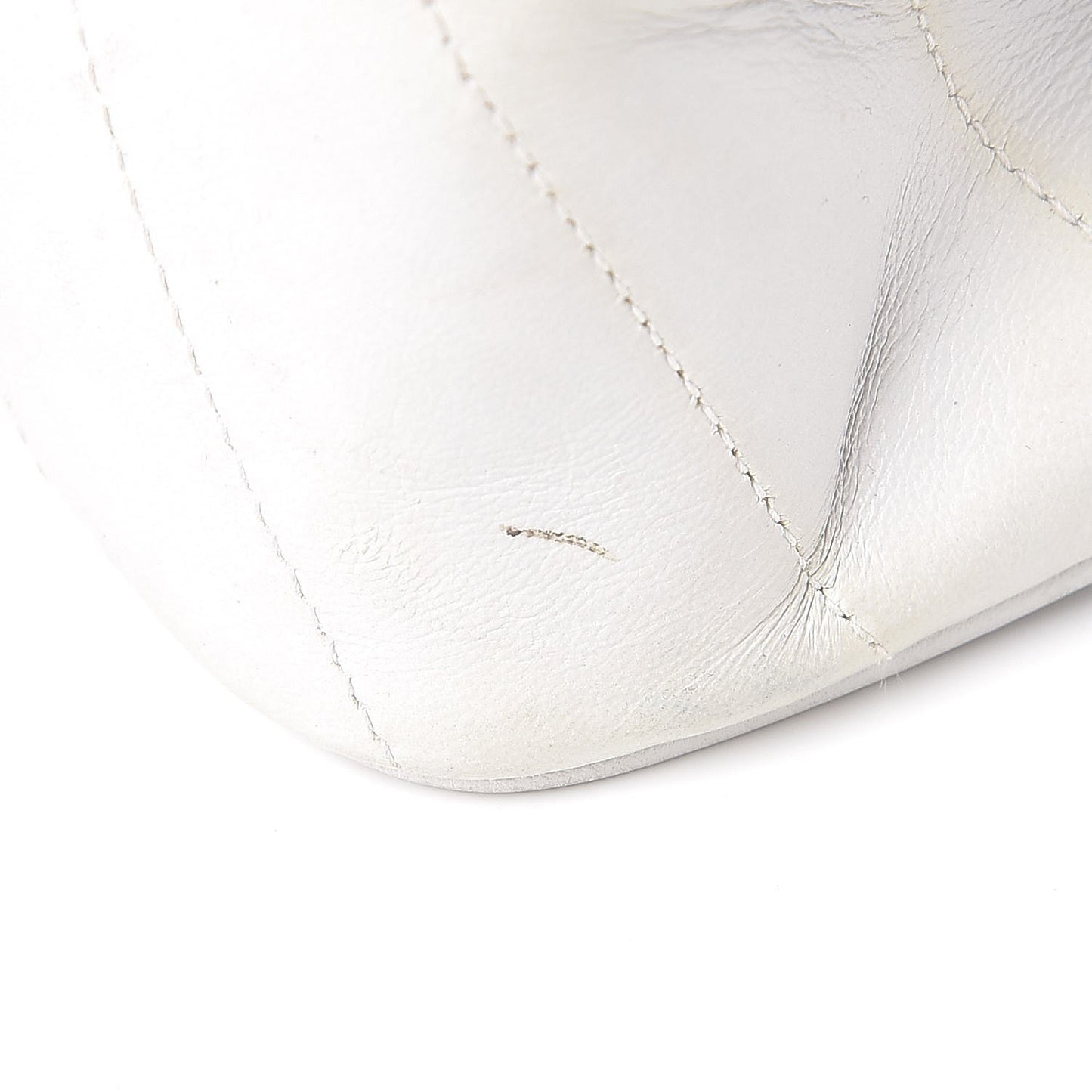 Lambskin Chevron Quilted Mini Square Flap White