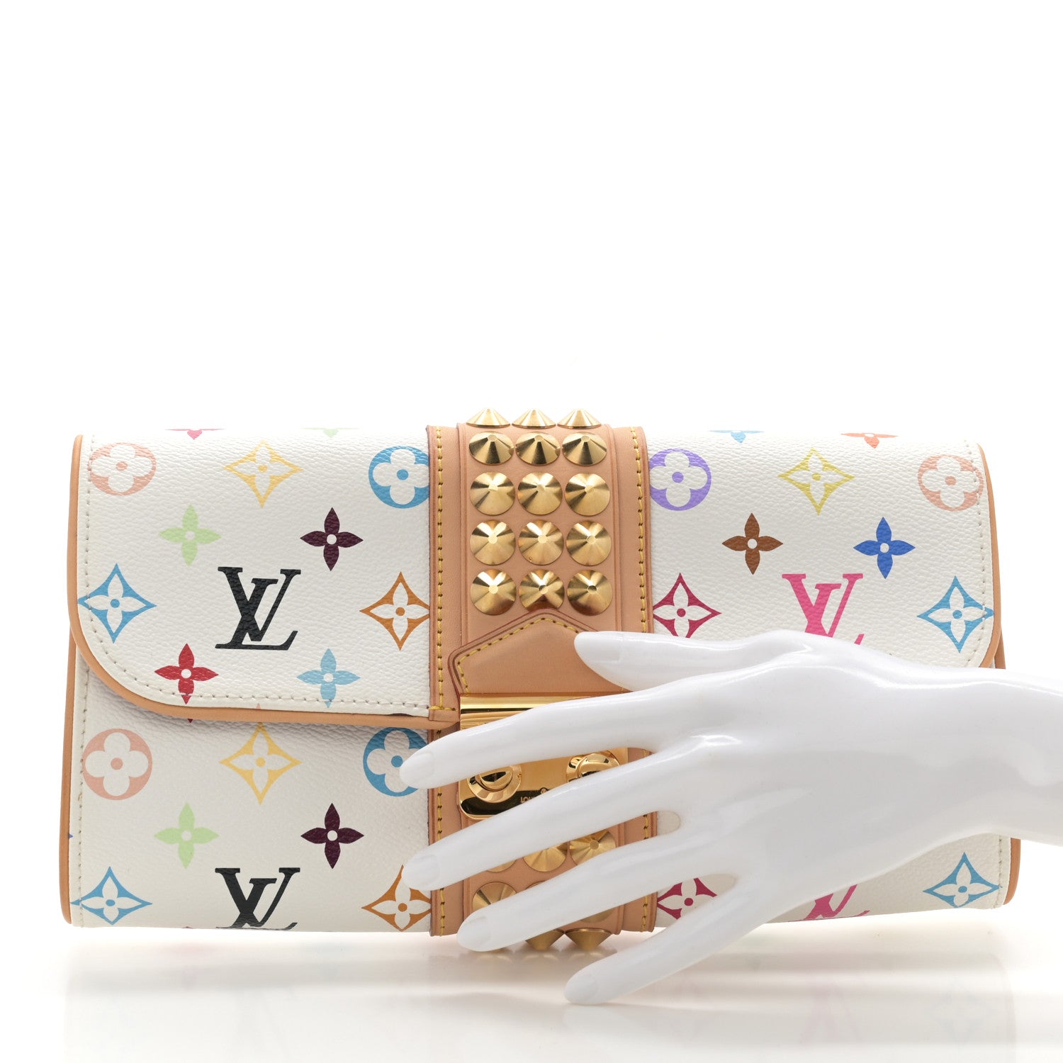 Louis Vuitton Monogram Multicolor Courtney Clutch White 2 of 6