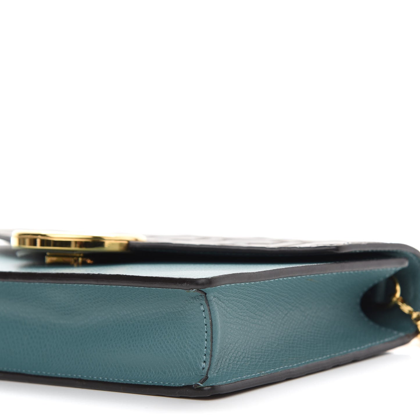 Vitello Cruise F is Fendi Bi-Color FF 1974 Embossed Medium Envelope Wallet On Chain Maya Black Azzurro Merlino