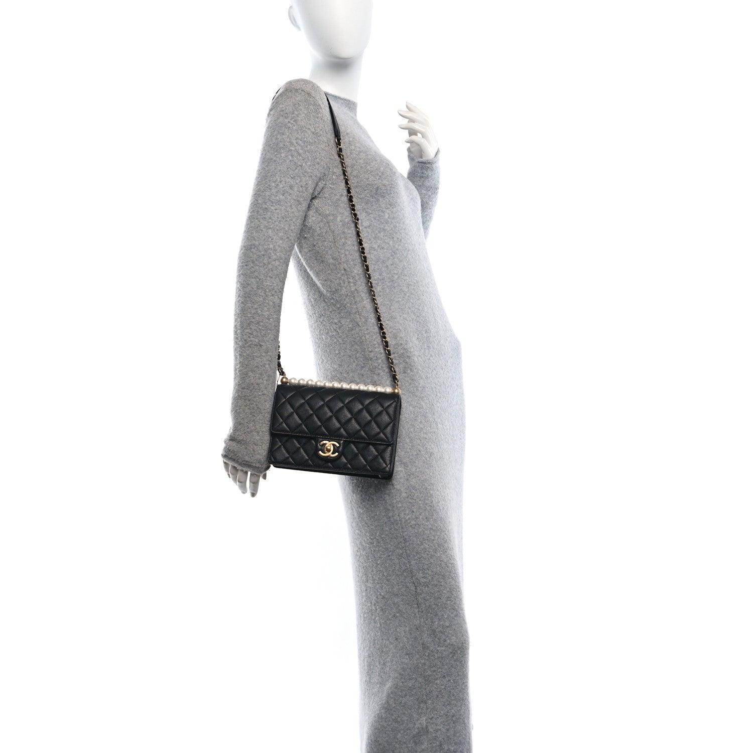 Chanel Goatskin Quilted Small Chic Pearls Flap Black 2 of 11