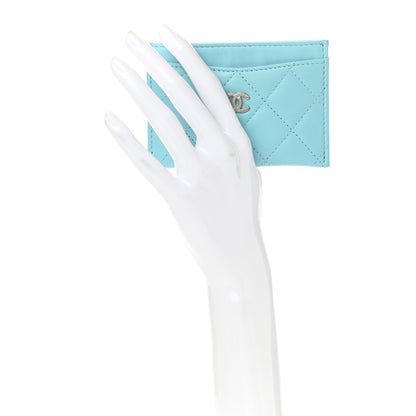 Chanel Lambskin Quilted Card Holder Neon Blue 2 of 9