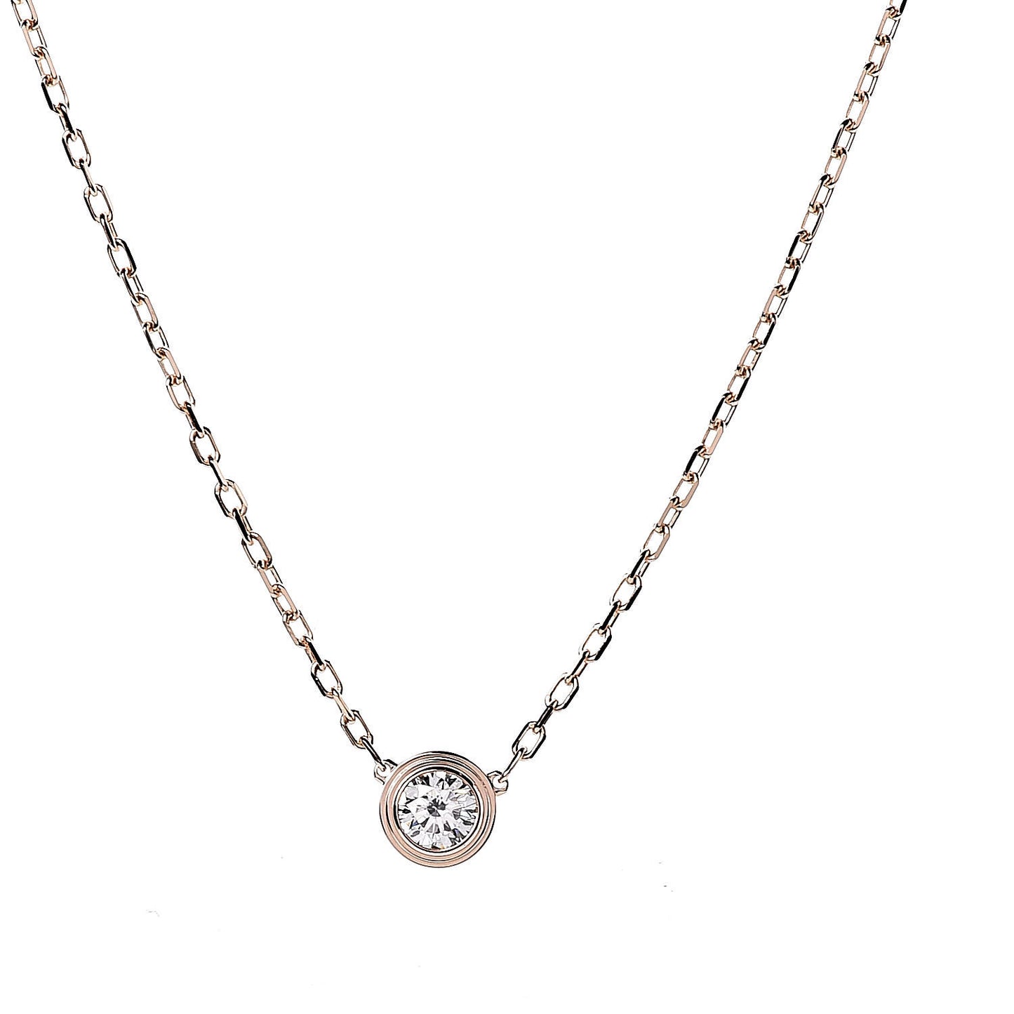 18K Pink Gold Diamond LM D'Amour Pendant Necklace