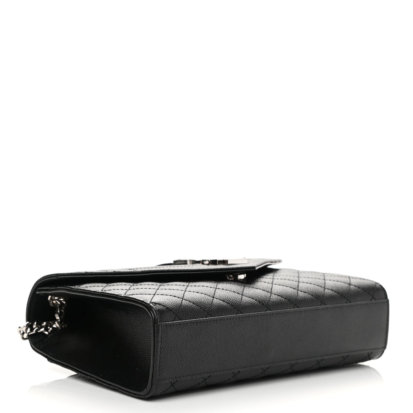 Grain De Poudre Textured Mixed Matelasse Triquilt Medium Monogram Satchel Black