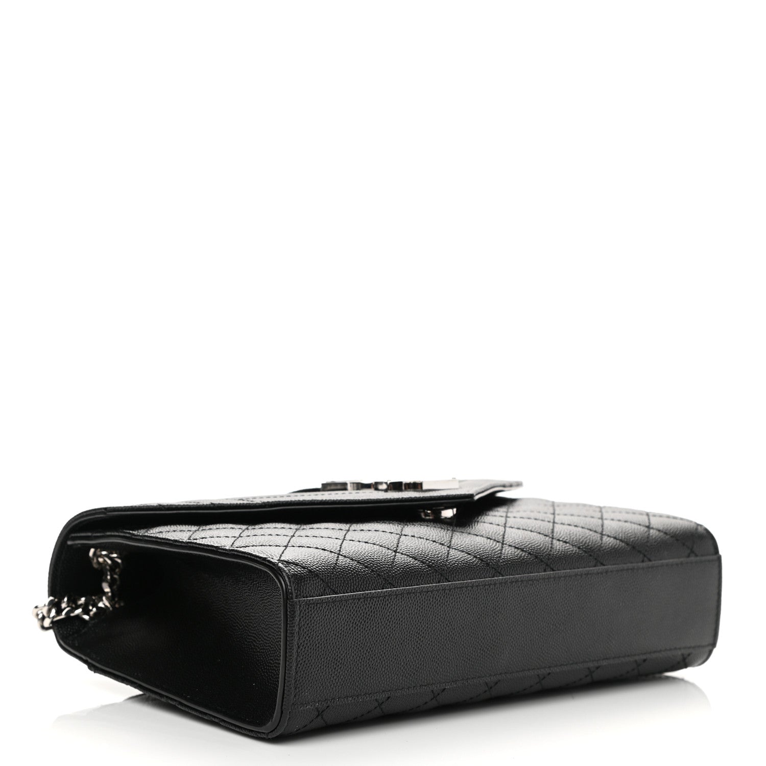 Saint Laurent Grain De Poudre Textured Mixed Matelasse Triquilt Medium Monogram Satchel Black 3 of 7