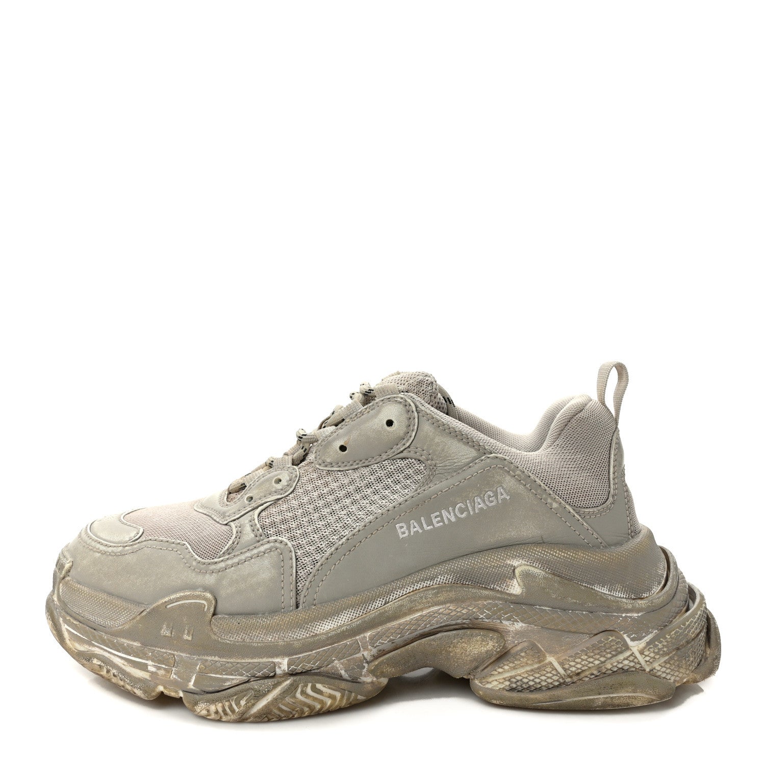 Balenciaga Fabric Mesh Distressed Womens Triple S Sneakers 41 Beige 1 of 8