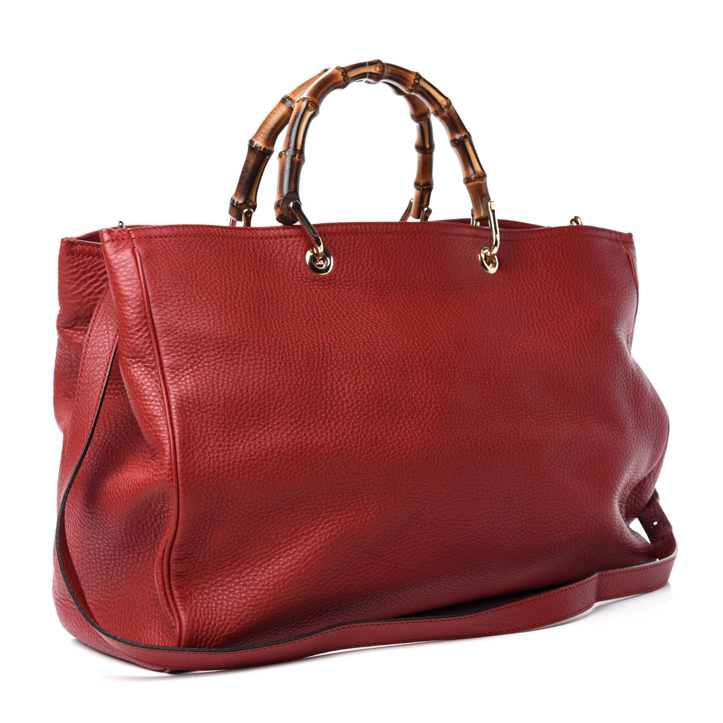 Calfskin Large Bamboo Shopper Tote Red