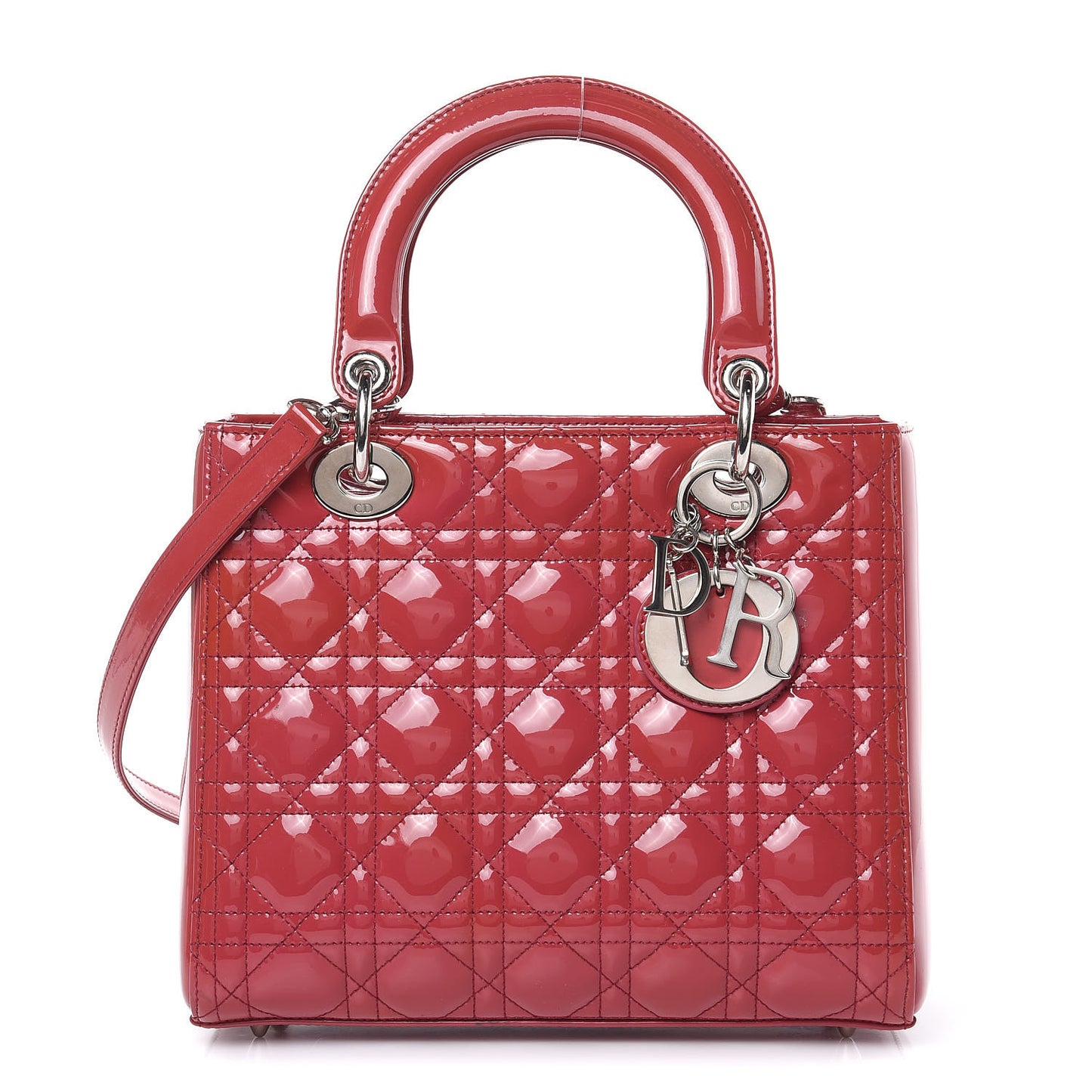 Patent Cannage Medium Lady Dior Dark Pink