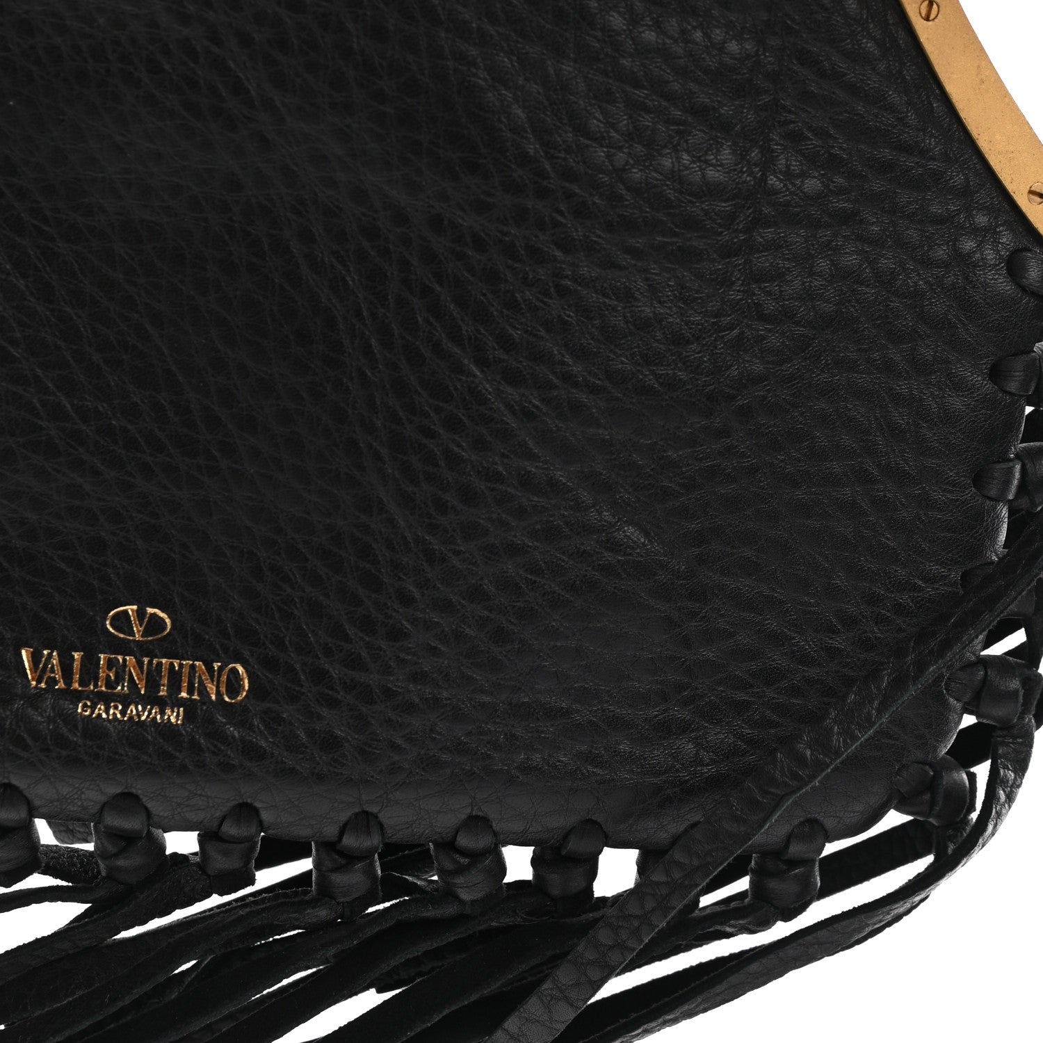Valentino Garavani Calfskin C-Rockee Sagittarius Fringe Clutch Black 9 of 9