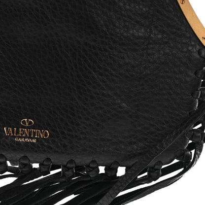 Valentino Garavani Calfskin C-Rockee Sagittarius Fringe Clutch Black 9 of 9