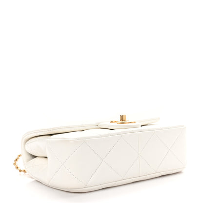 Chanel Lambskin Quilted Small Double Pearl Flap White 4 of 10