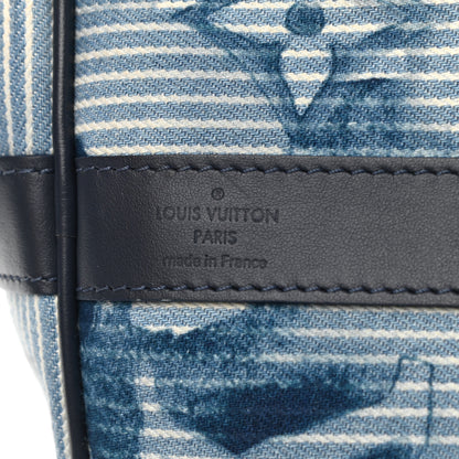 Louis Vuitton Monogram Watercolor Keepall Bandouliere 50 Hickory Stripes Denim 5 of 11