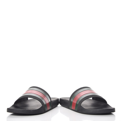 Gucci Rubber Web Mens Pool Slide Sandals 6 Black Green Red 6 of 16