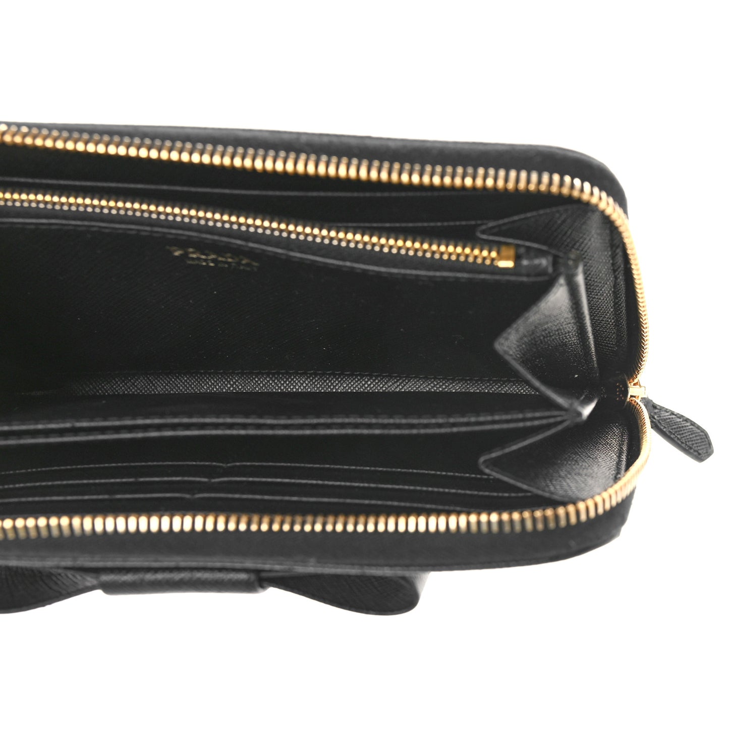 Saffiano Fiocco Bow Zip Around Wallet Black