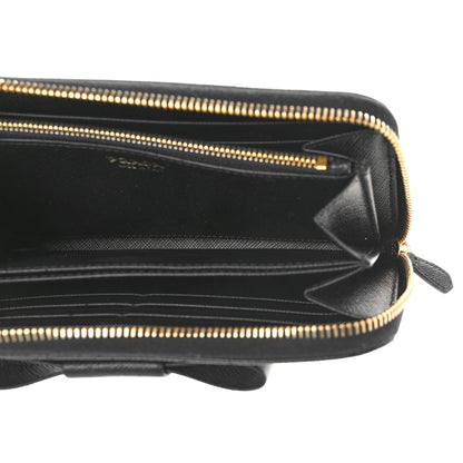 Prada Saffiano Fiocco Bow Zip Around Wallet Black 5 of 10