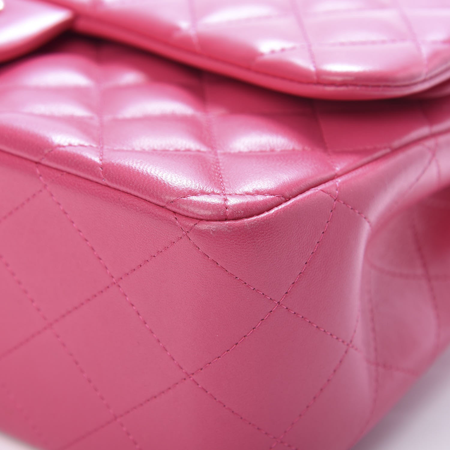 Chanel Lambskin Quilted Jumbo Double Flap Dark Pink 10 of 15