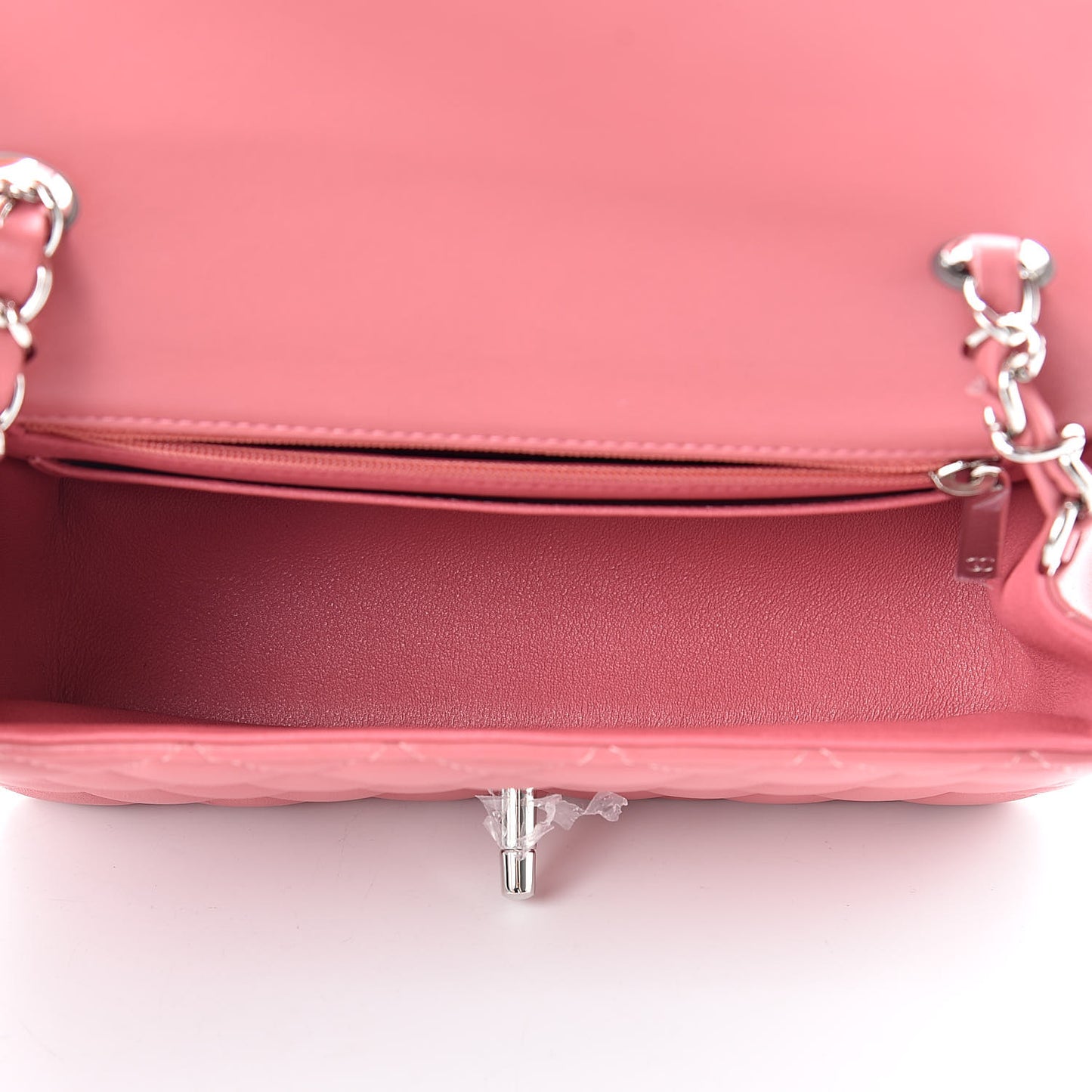 Lambskin Quilted Mini Rectangular Flap Pink