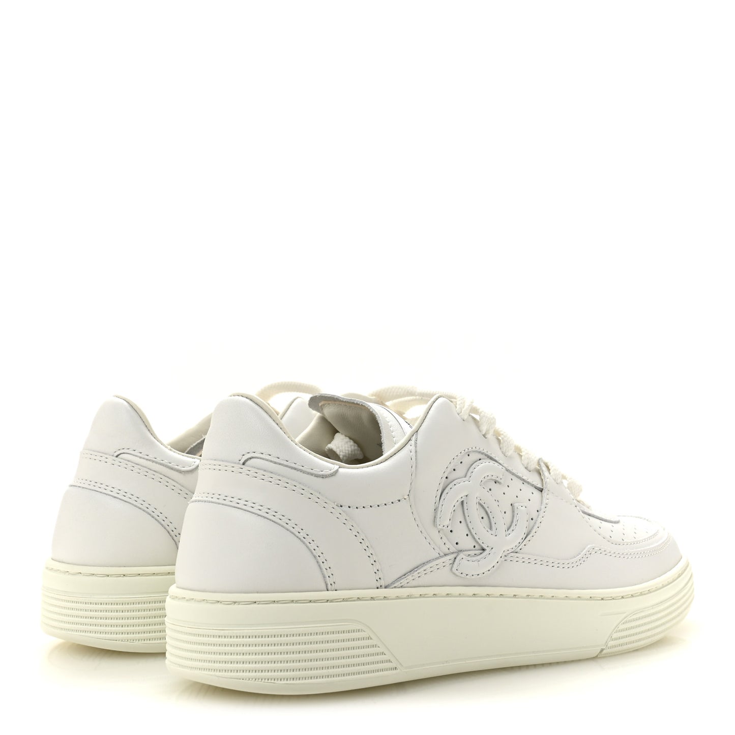 Calfskin CC Womens Sneakers 38 White