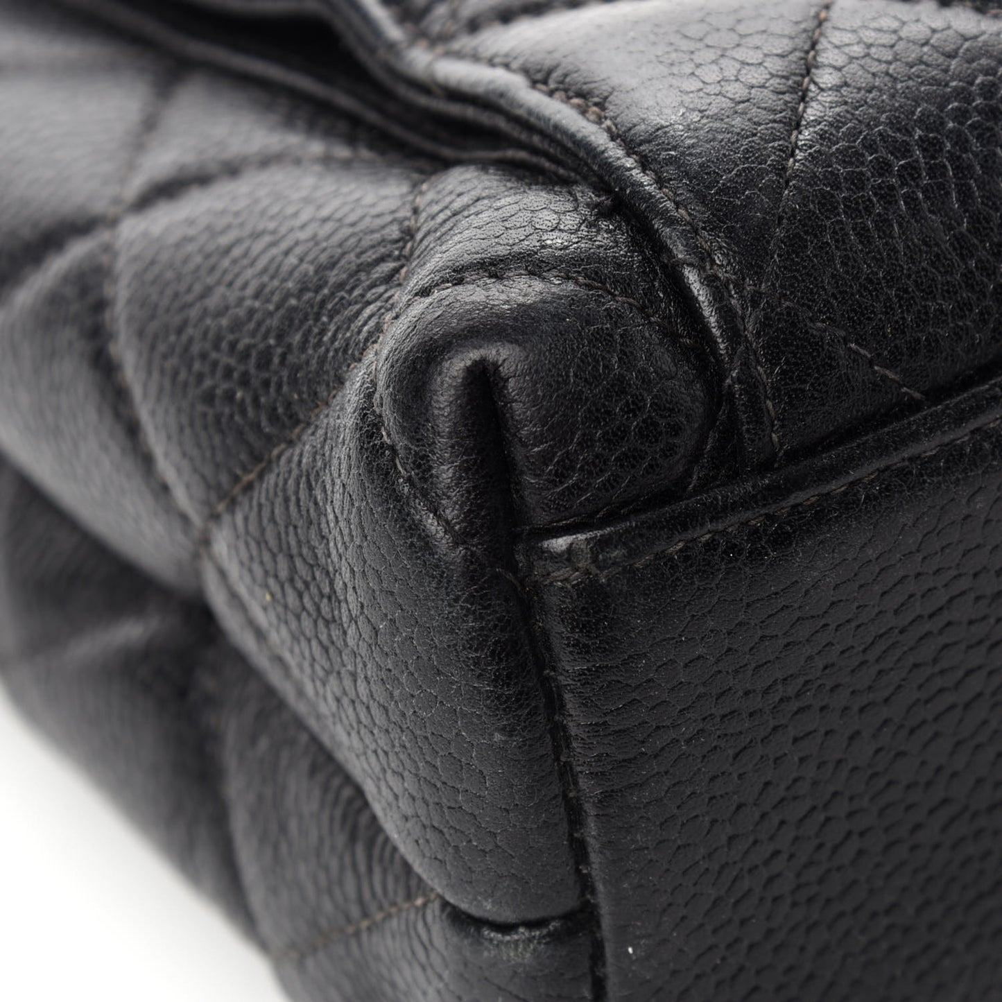 Caviar Quilted Flap Shoulder Bag Black