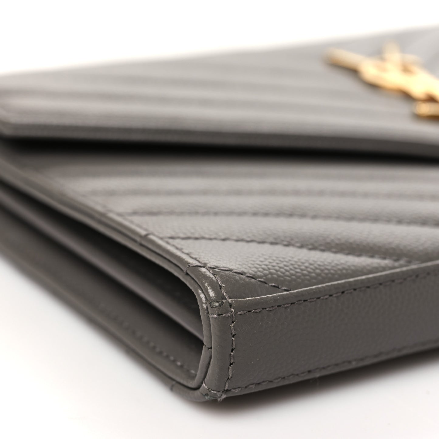 Grain De Poudre Matelasse Chevron Monogram Chain Wallet Fog