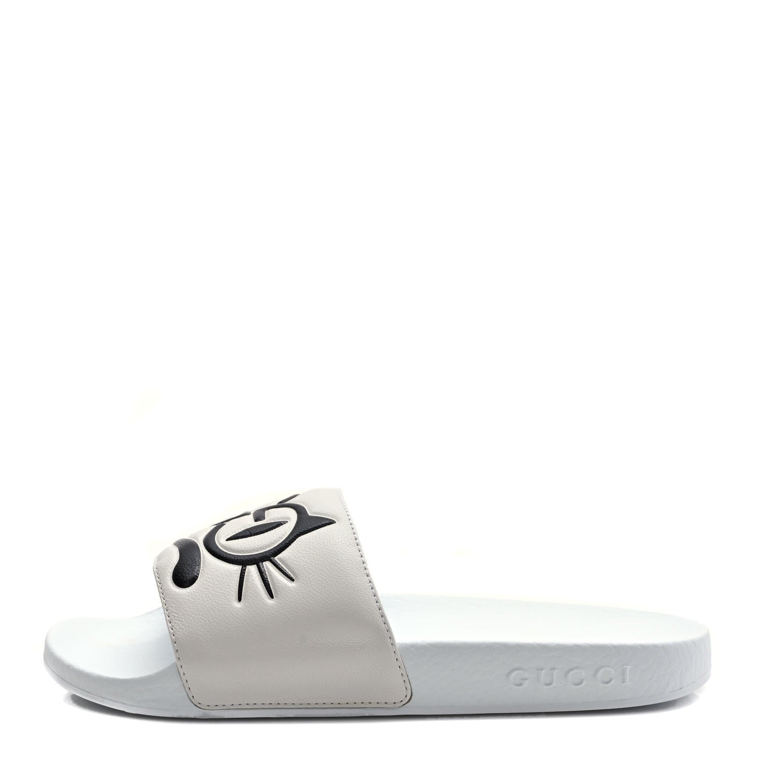 Gucci Nappa Interlocking G Cat Womens Pursuit Slide Sandals 35 Great White 1 of 7