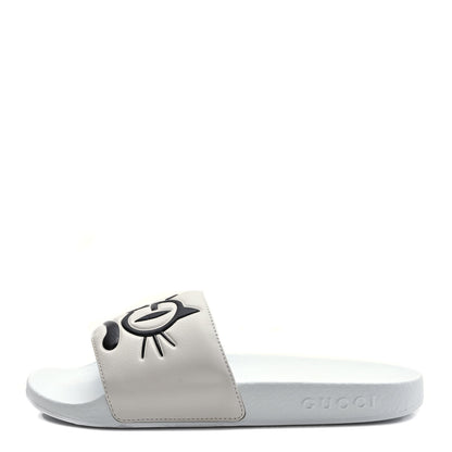 Gucci Nappa Interlocking G Cat Womens Pursuit Slide Sandals 35 Great White 1 of 7