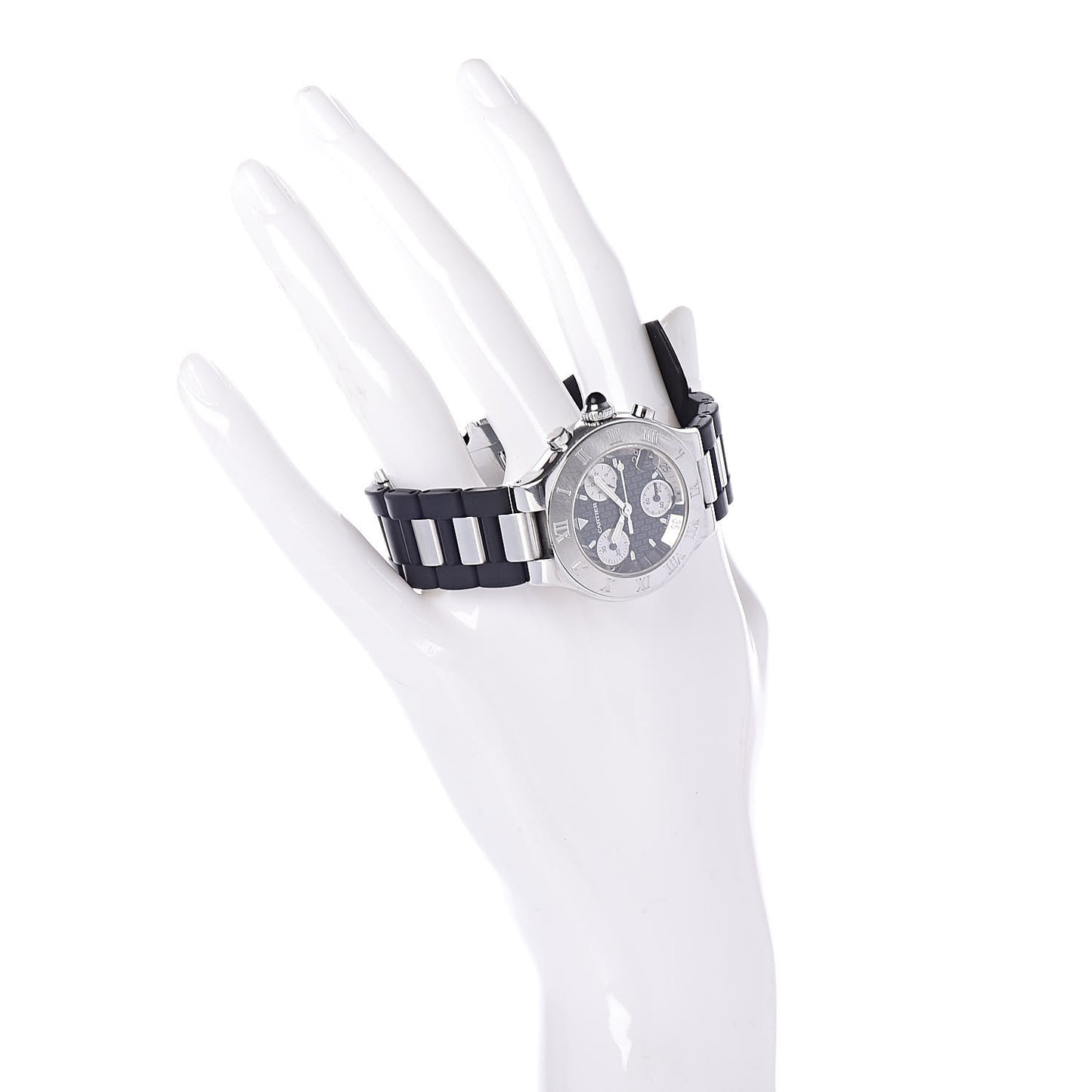 Stainless Steel Rubber 32mm Must 21 Chronoscaph Quartz Watch Black