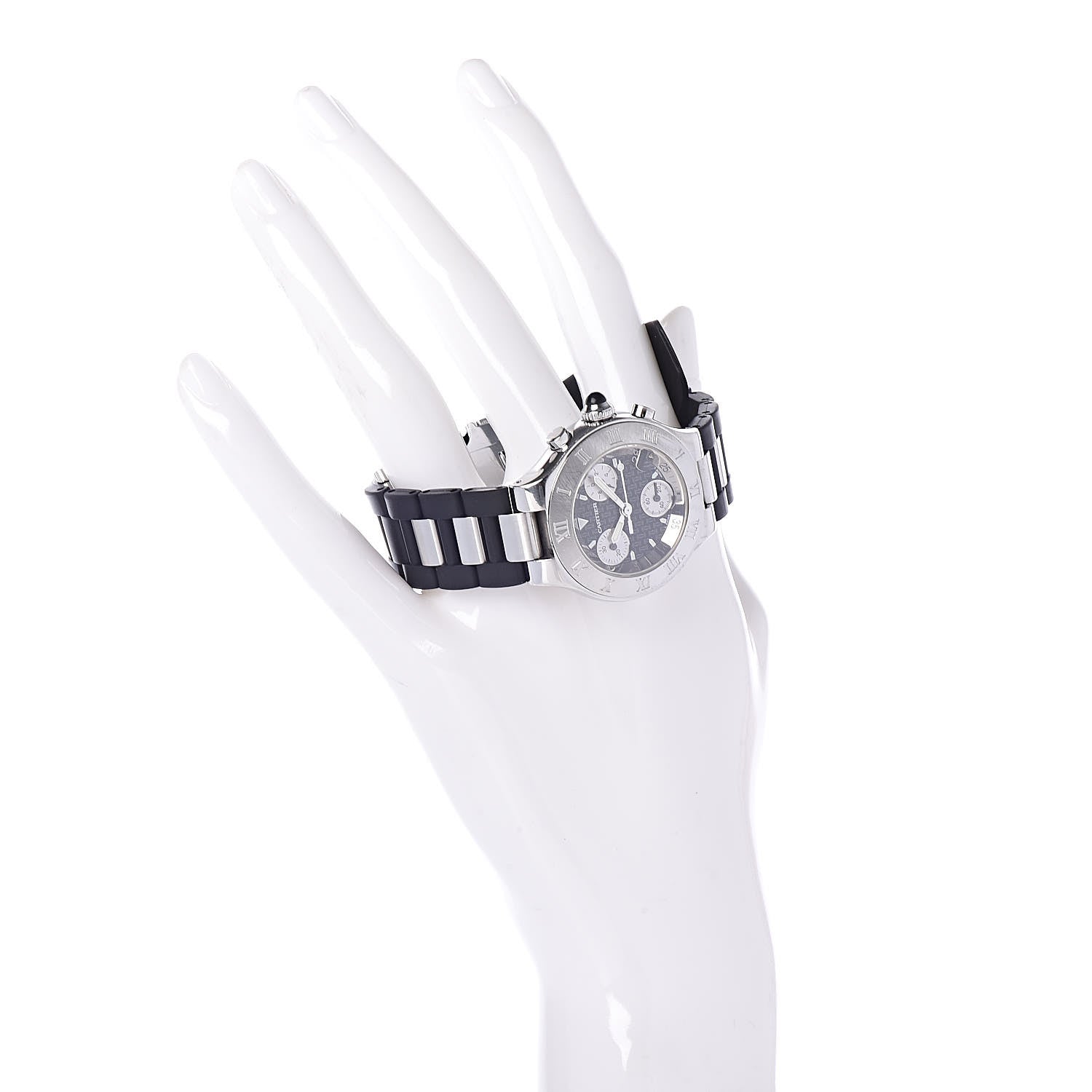 Cartier Stainless Steel Rubber 32mm Must 21 Chronoscaph Quartz Watch Black 2 of 7