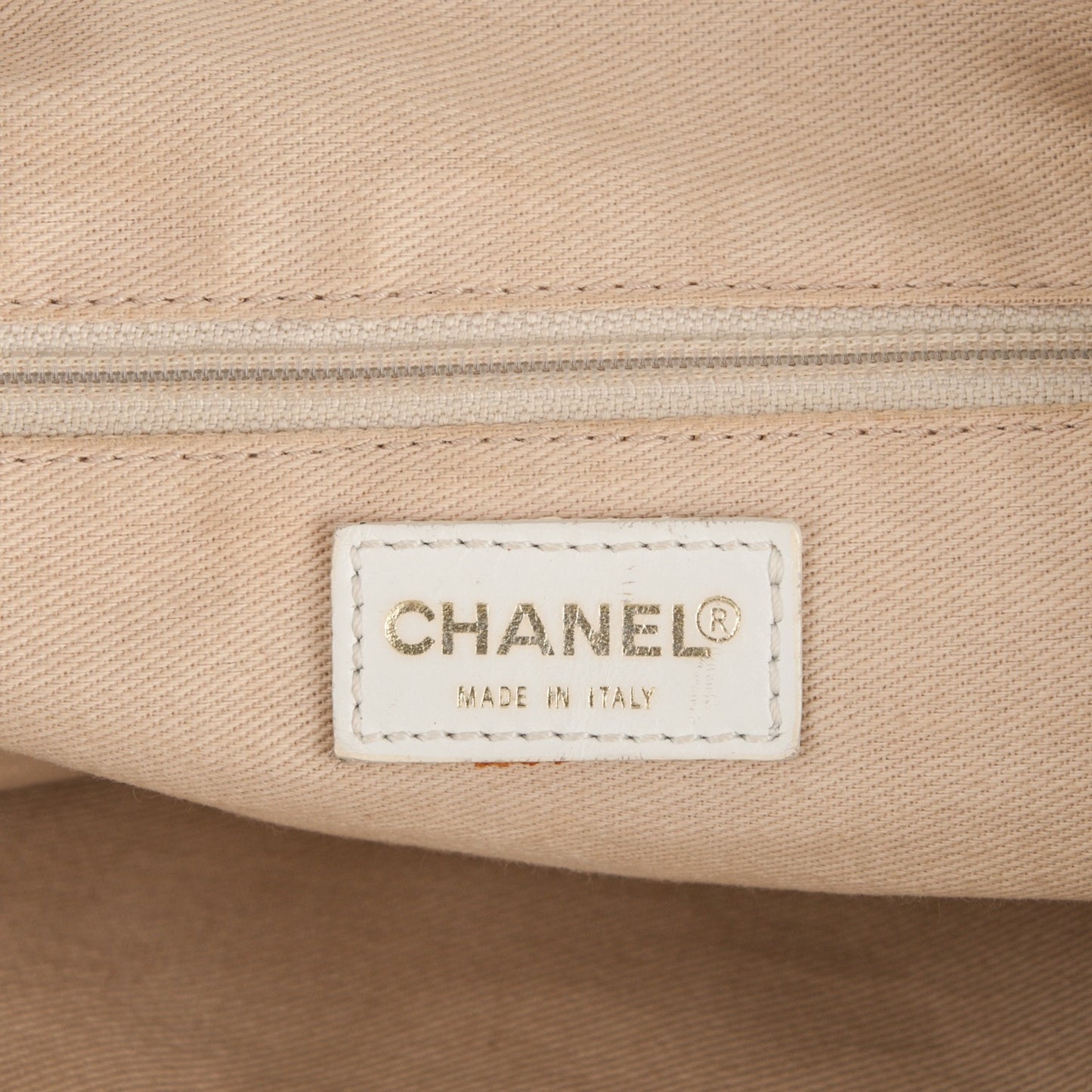 Canvas Calfskin CC Tote Brown White