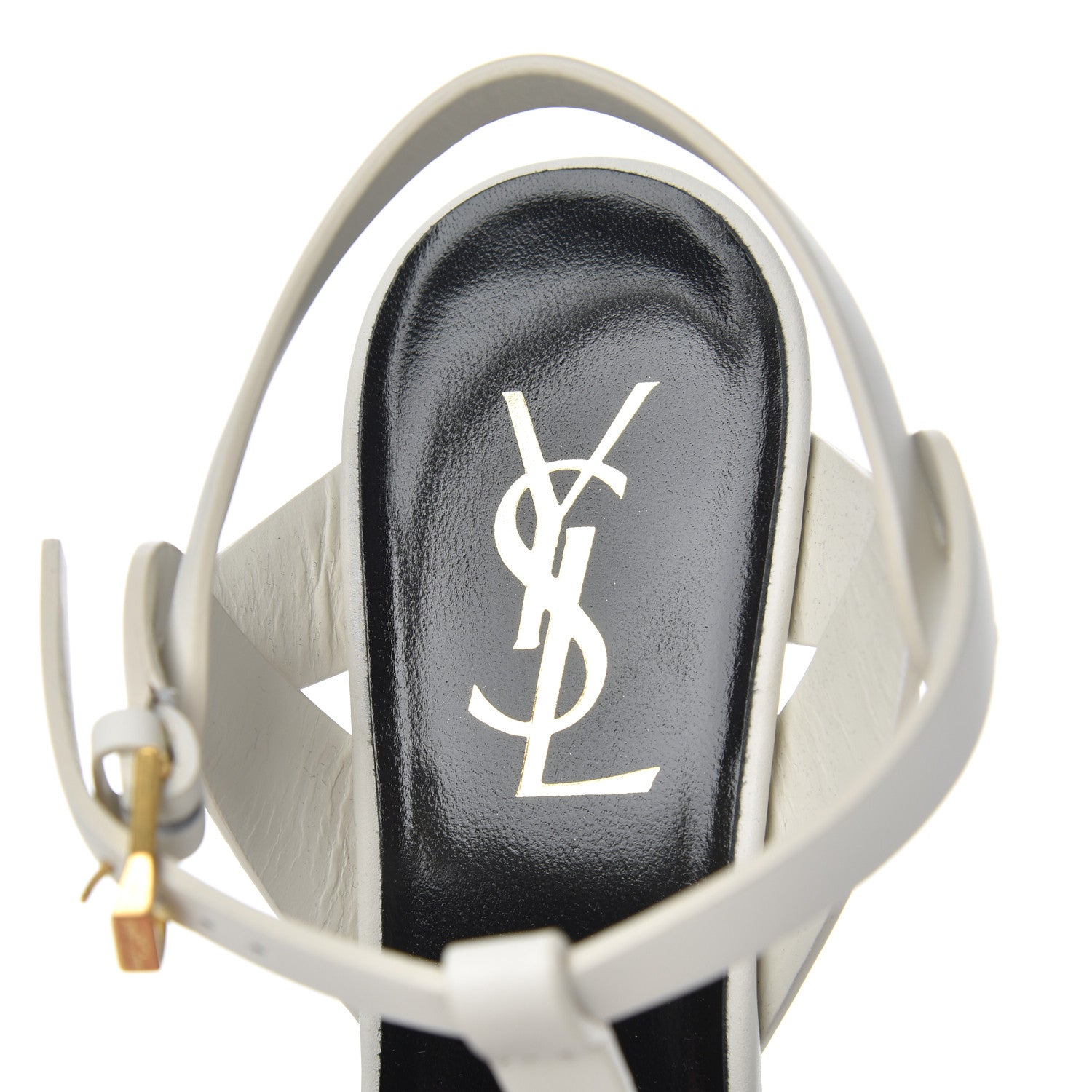 Saint Laurent Calfskin Tribute 75 Platform Sandals 38 White 6 of 10