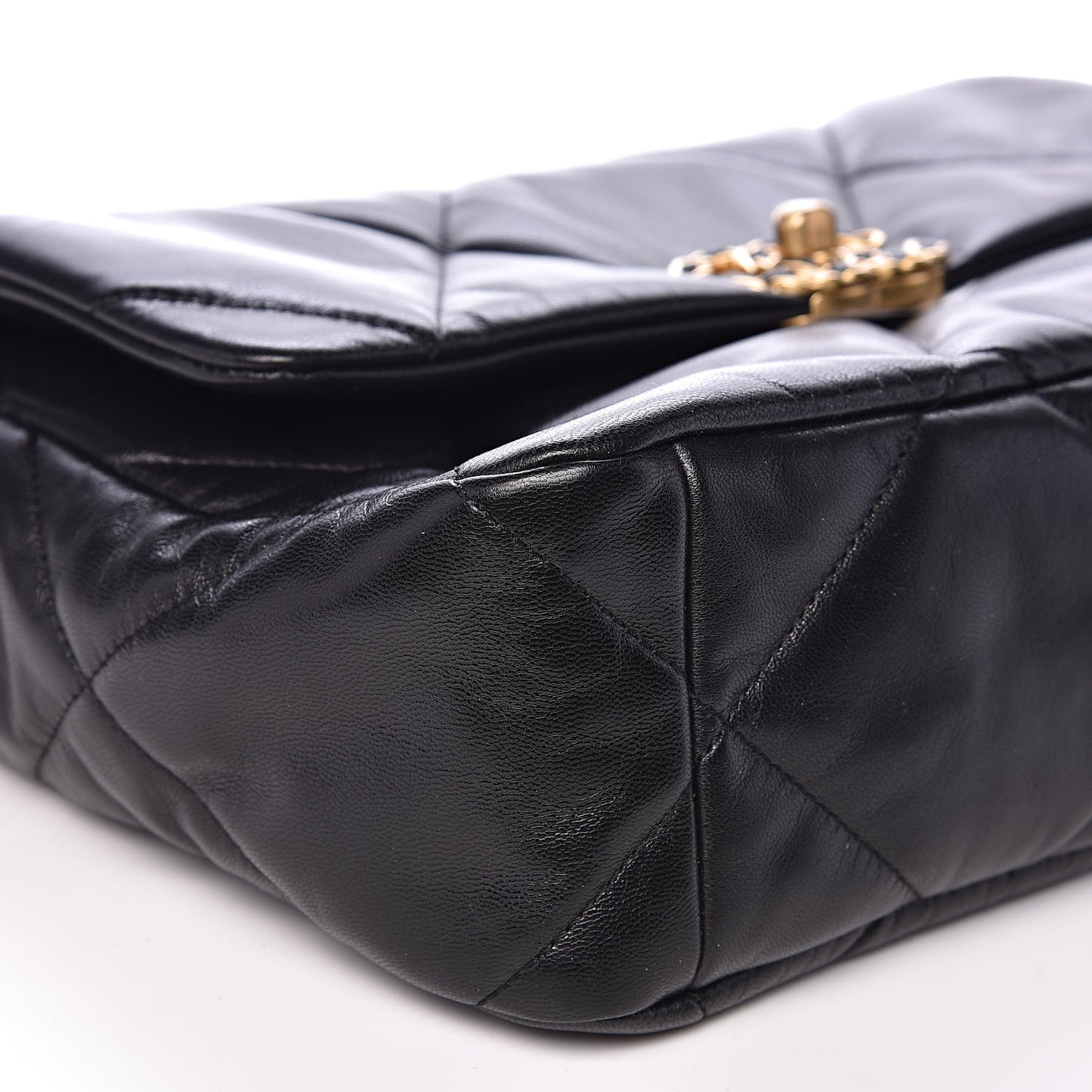 Lambskin Quilted Large 19 Flap Black