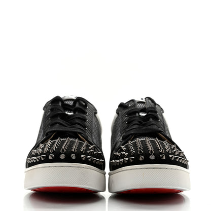Christian Louboutin Suede Mesh Mens Louis Junior Spikes Orlato Flat Sneakers 42.5 Version Black White 3 of 13