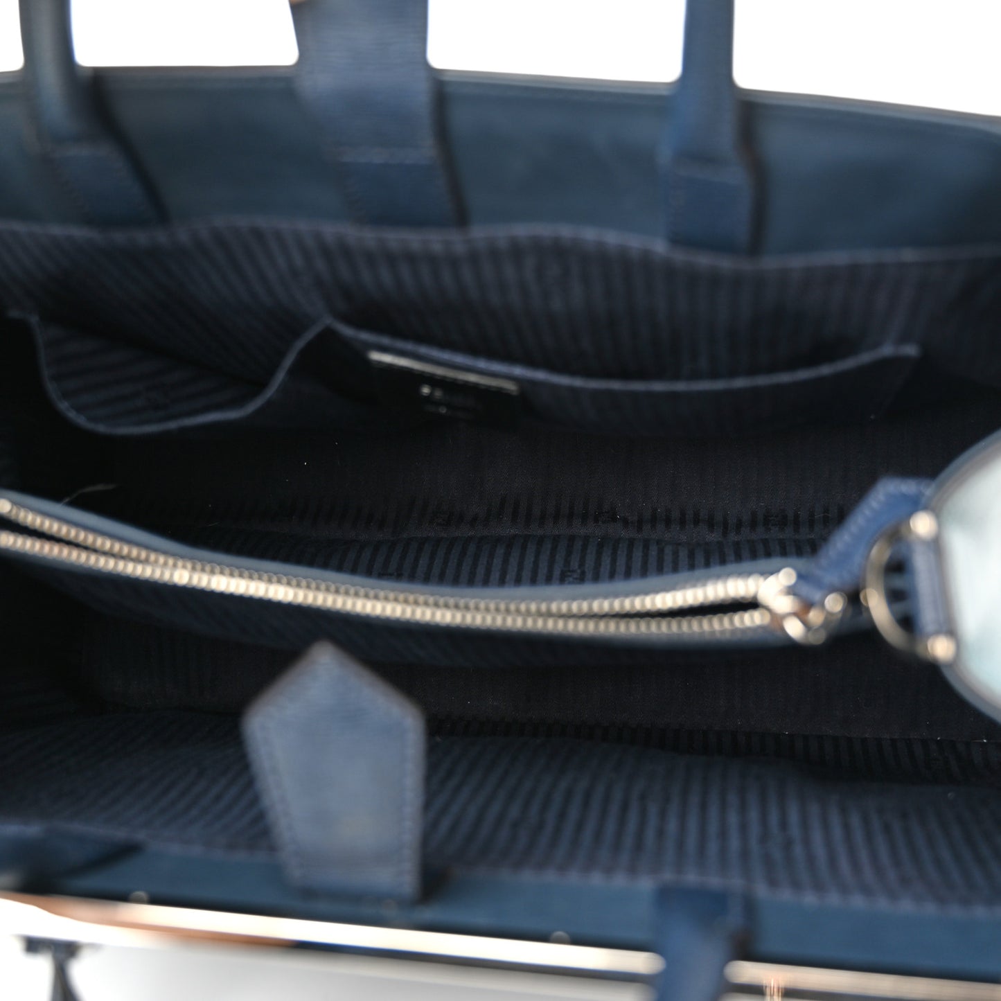 Vitello Elite Colorblock Regular 2Jours Tote Lavagna Lago Oceano