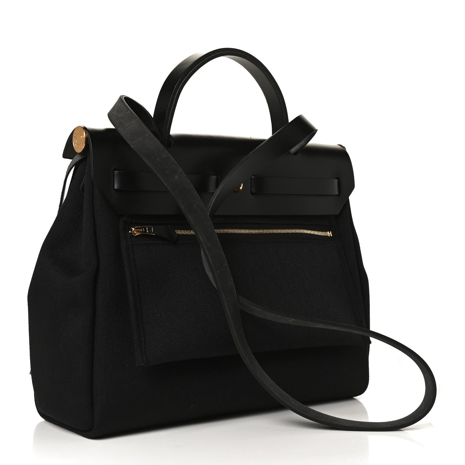 Hermes Military Toile Vache Hunter Herbag Zip Retourne 31 PM Black 2 of 10