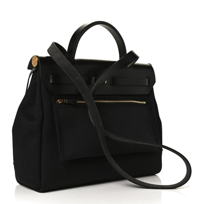 Hermes Military Toile Vache Hunter Herbag Zip Retourne 31 PM Black 2 of 10