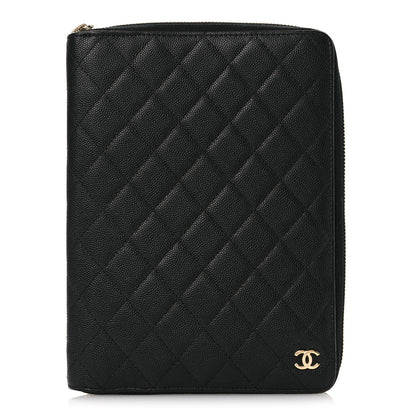 Chanel Caviar Quilted Zip Around Notebook Agenda Cover Black 1 of 10