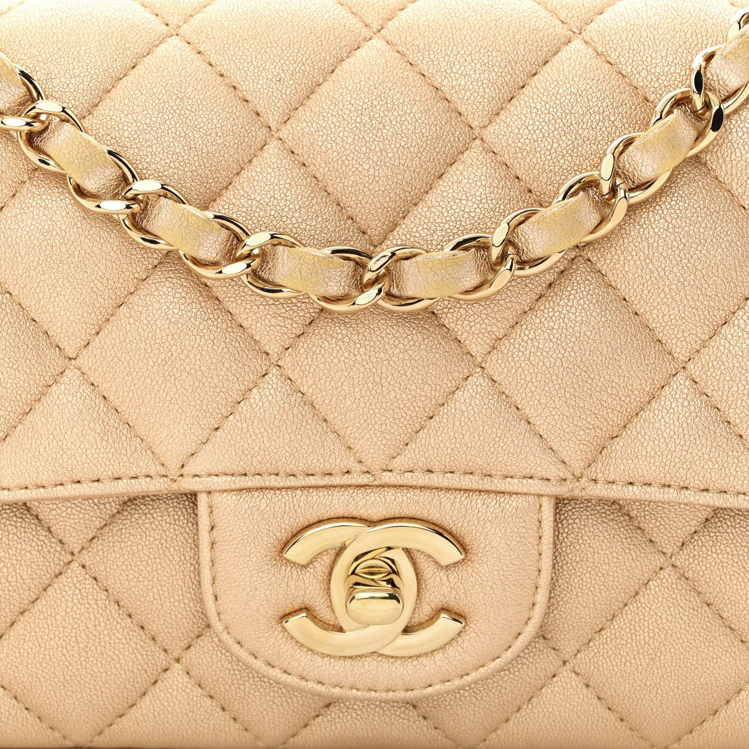 Chanel Metallic Lambskin Quilted Mini Rectangular Flap Gold 8 of 11