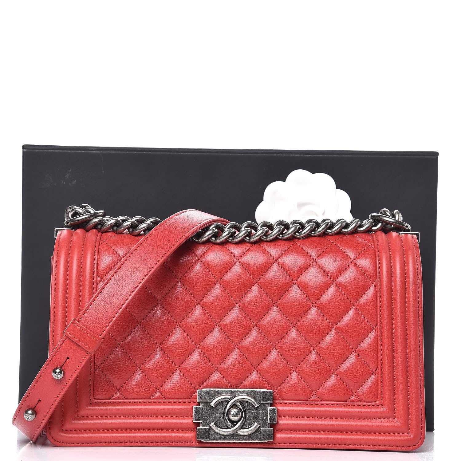 Chanel Calfskin Quilted Medium Boy Flap Red 9 of 9