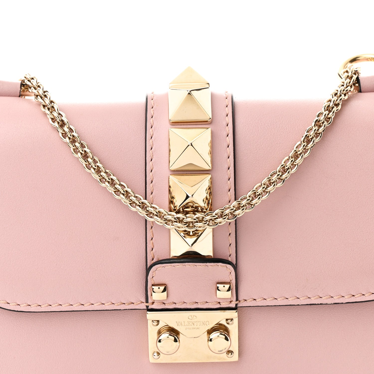 Valentino Garavani Vitello Small Glam Lock Rockstud Flap Poudre 7 of 10