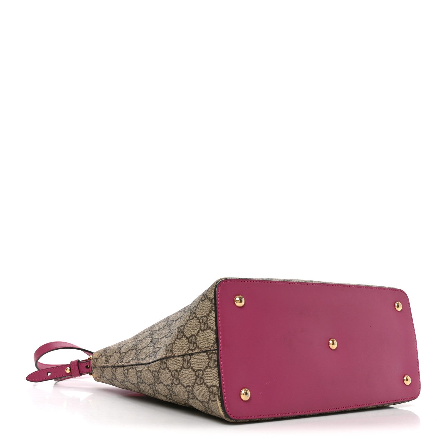 Gucci GG Supreme Monogram Linea A Foldover Tote Beige Hibiscus Red New Rosette 4 of 10
