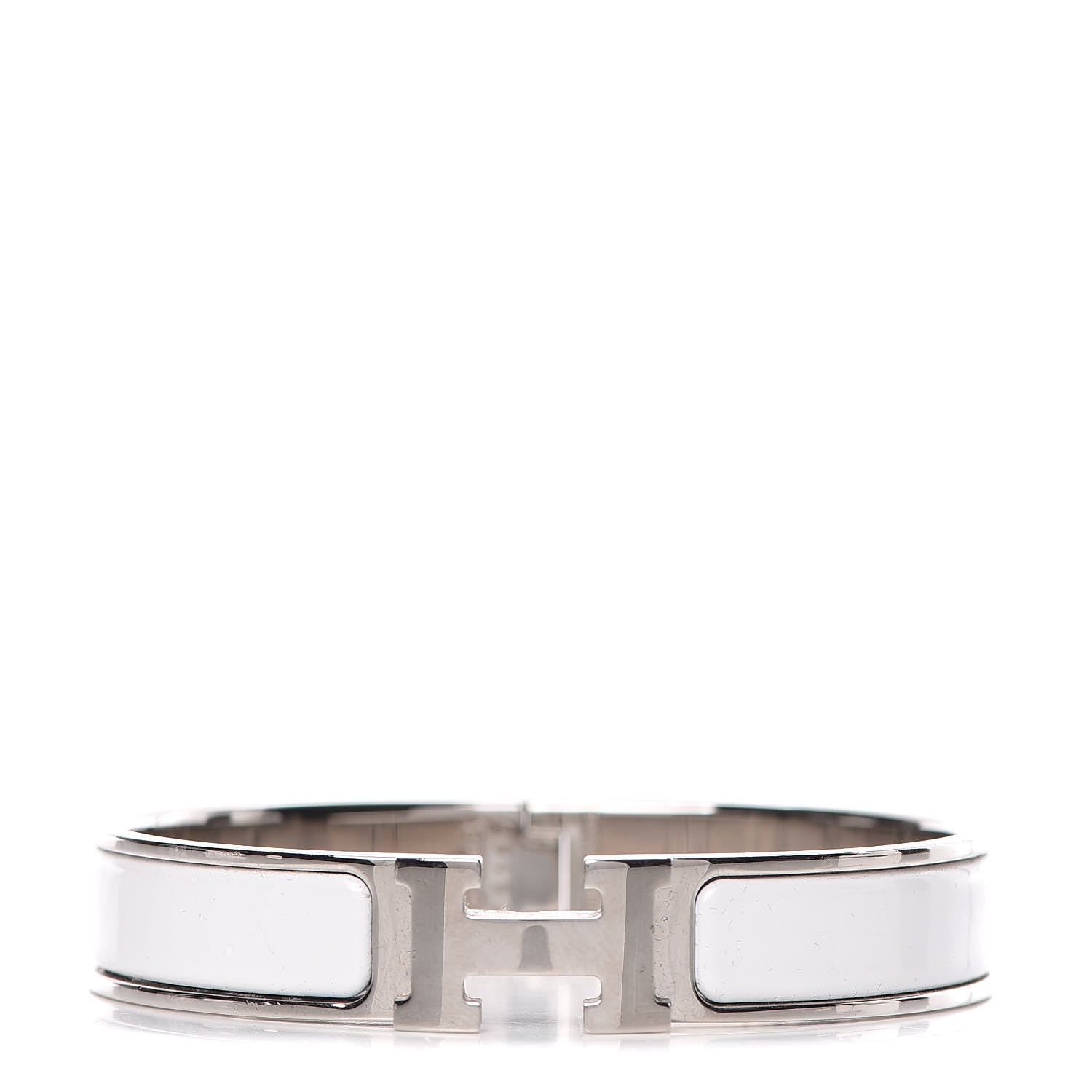 Hermes Enamel Narrow Clic Clac H Bracelet GM White 1 of 5