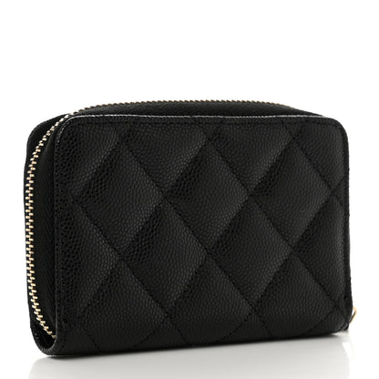 Chanel Caviar Quilted Striated CC Zip Coin Purse Black 3 of 7
