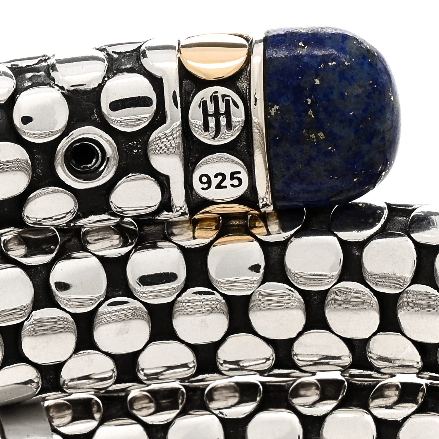 John Hardy Sterling Silver 18K Yellow Gold Lapis Lazuli Dot Triple Coil Bracelet 3 of 3
